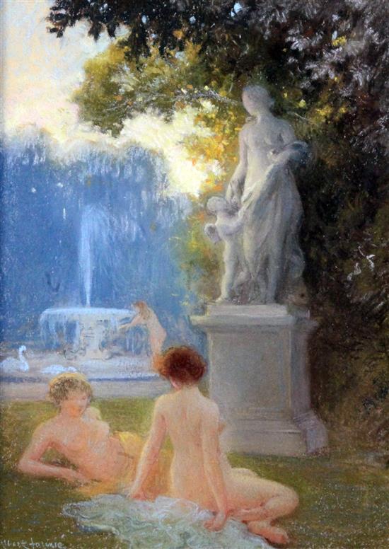 Albert-Auguste Fourie (1854-1937) Parkland scene with female nudes, 8.5 x 6in.